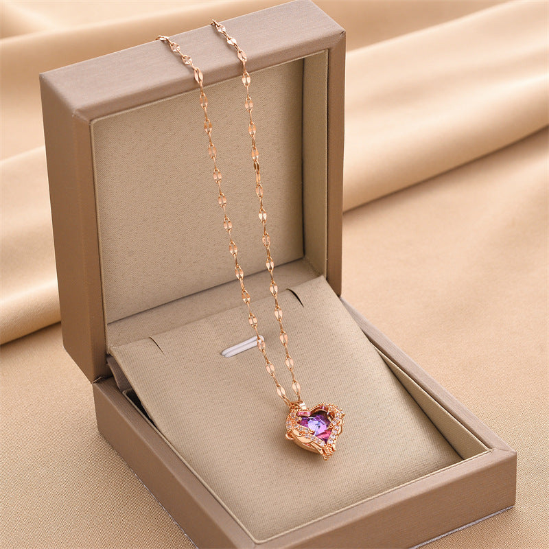 Wholesale Ocean Heart Love Color Pendant Titanium Steel Necklaces